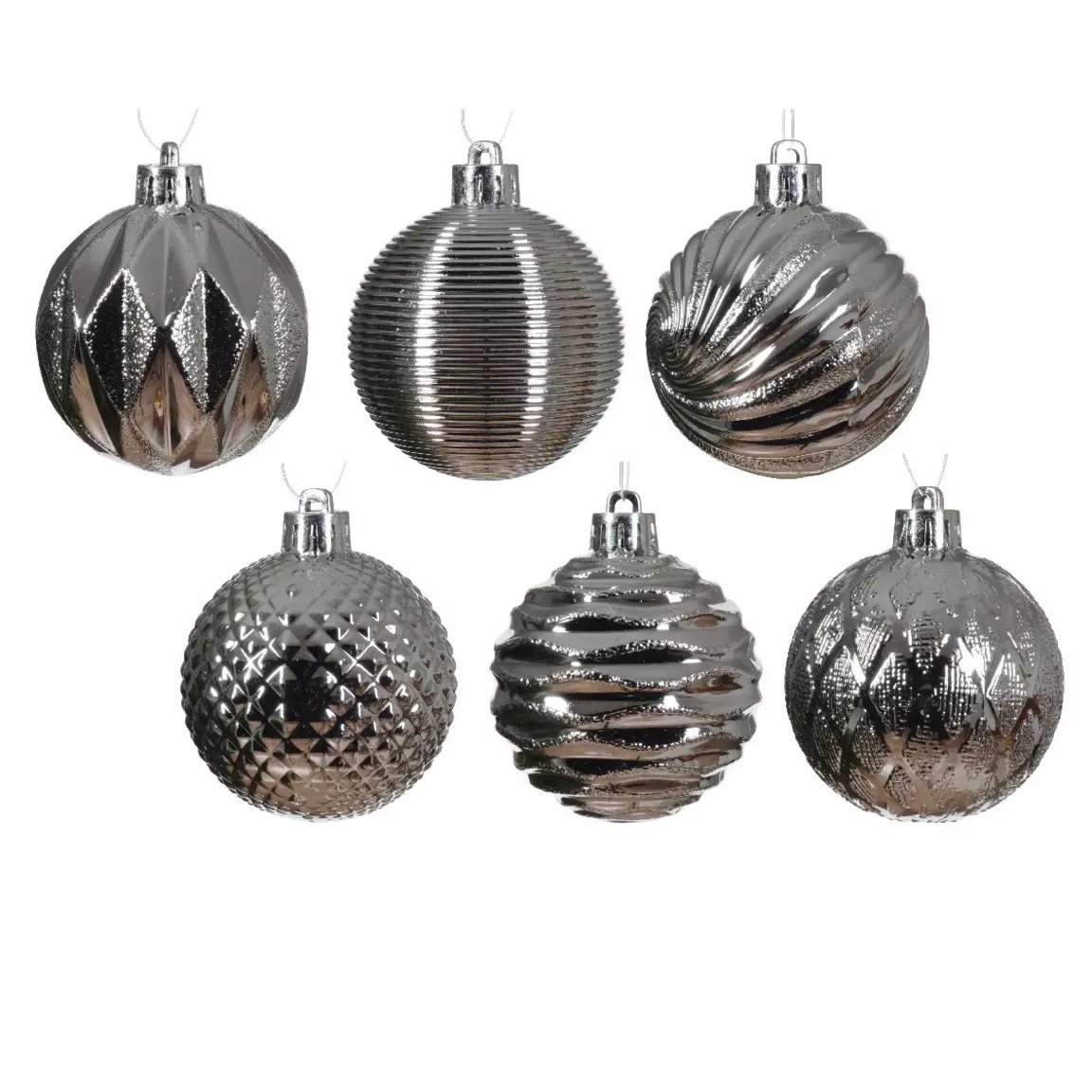 Lot de 12 boules de Noël (D60 mm) Jem Argent