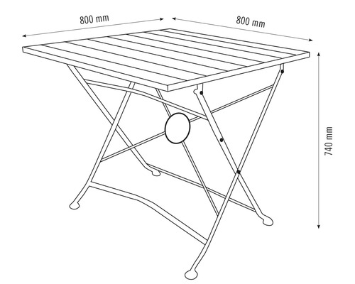 Garden Place Cami opklapbare tafel, 80 x 80 x 74 cm, acacia, bruin/zwart