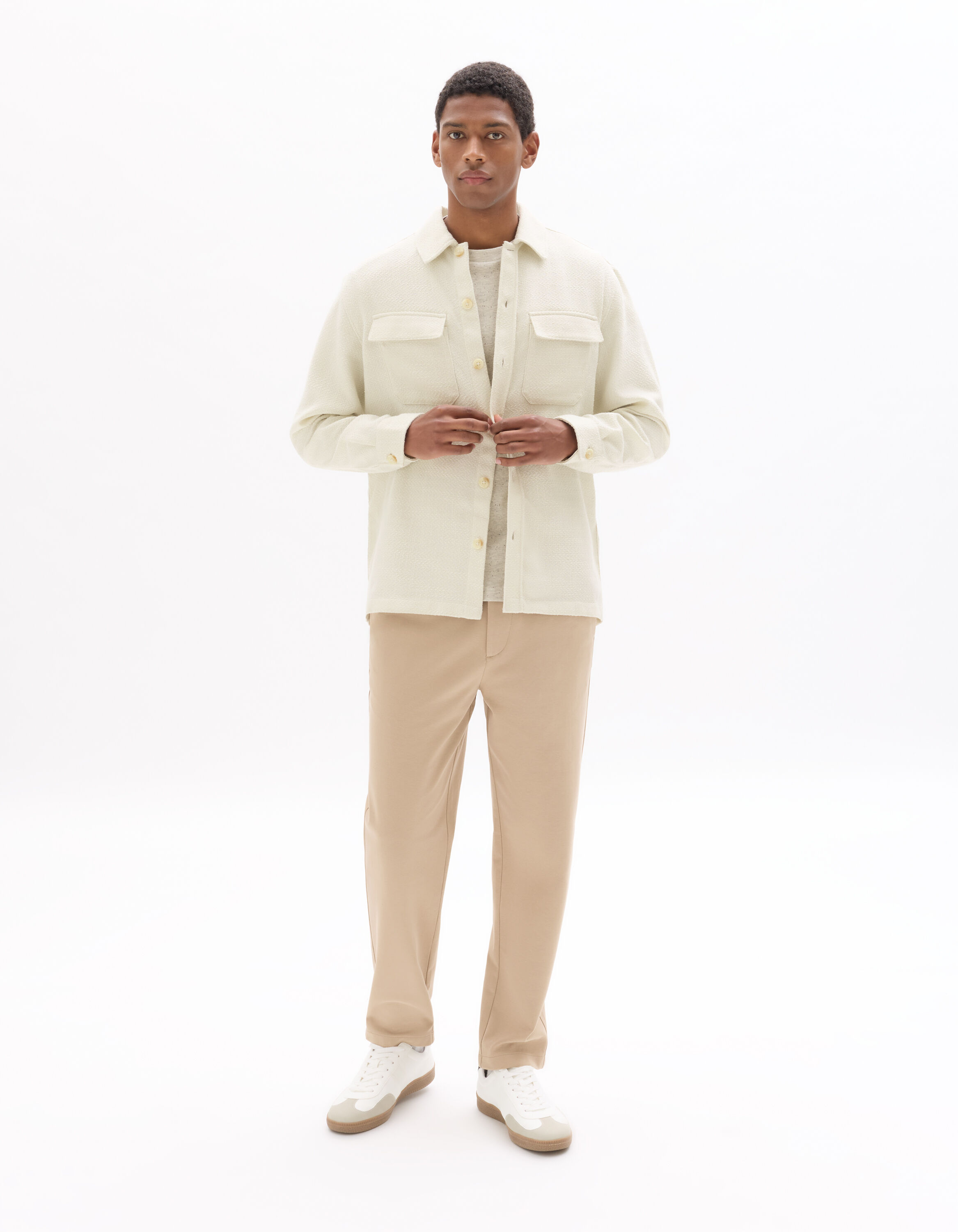 Pantalon chino slim en maille - beige