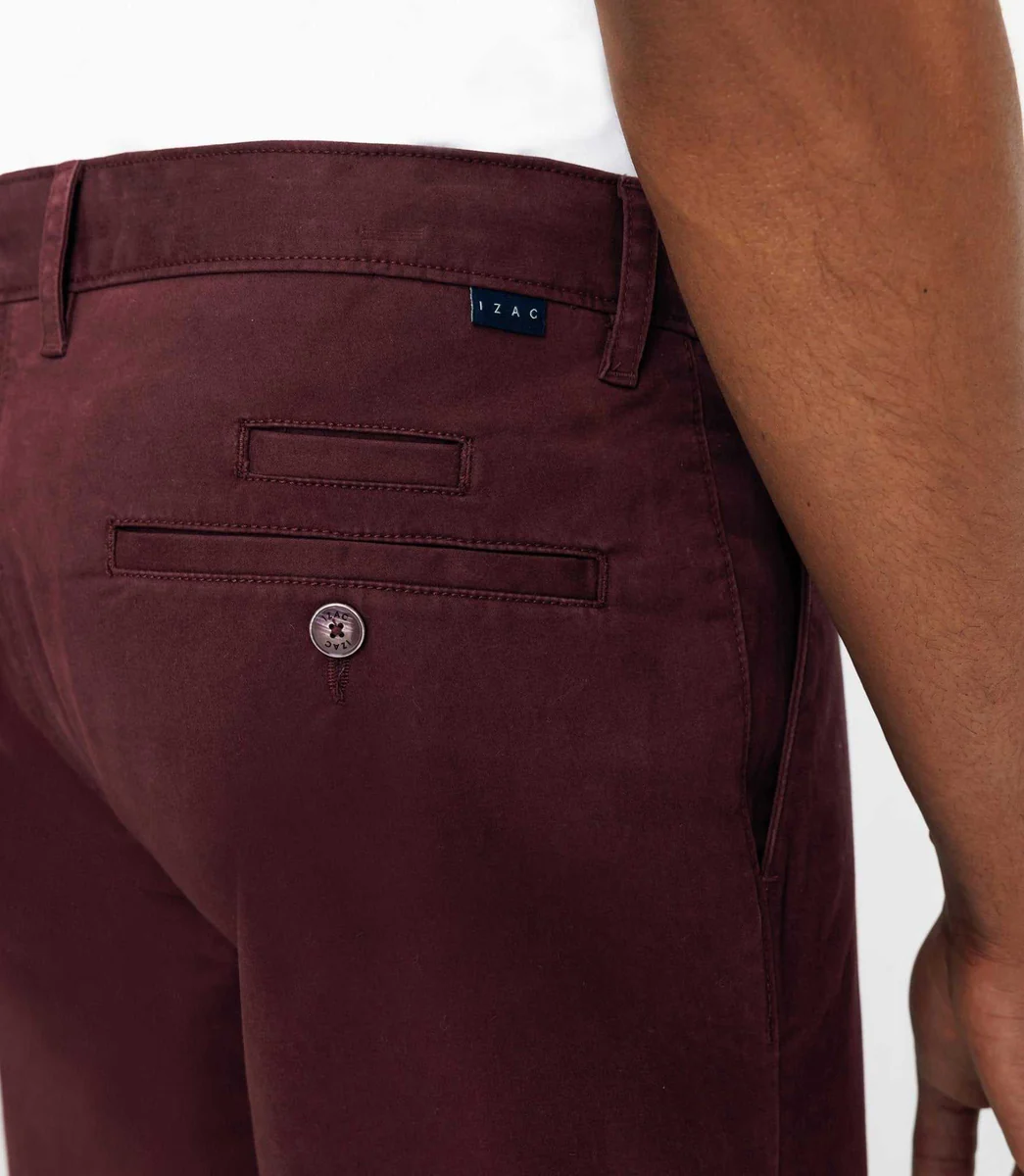 Pantalon chino satin bordeaux
