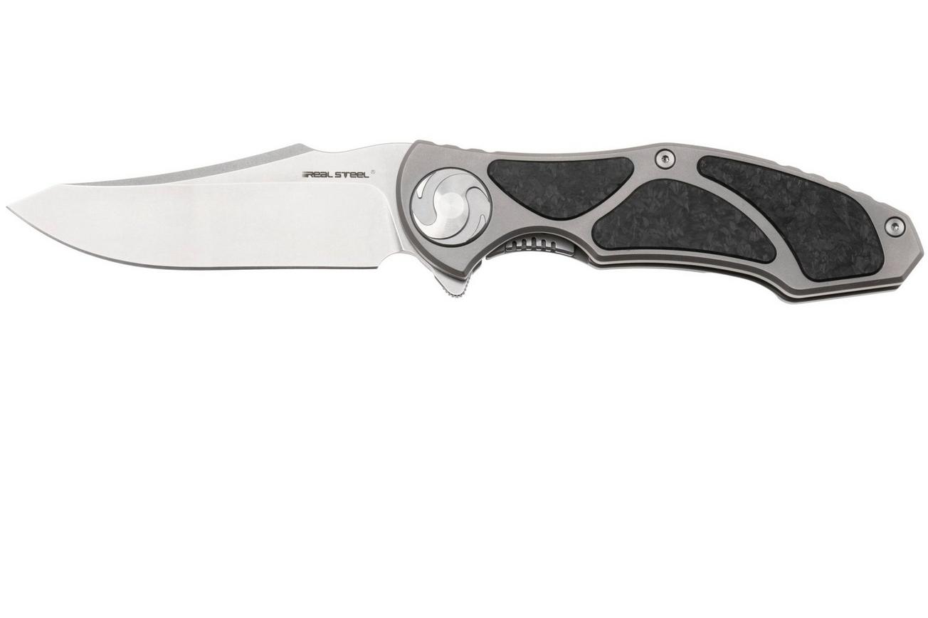 Real Steel Exorcist 9411, Stonewashed CPM S35VN, Sandblasted Titanium, Shred Carbon Fiber Inlays zakmes, Carson Huang design