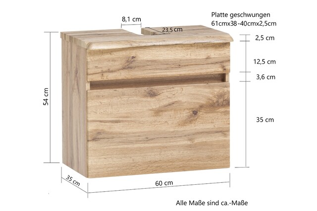 Waschbeckenunterschrank BRÜGGE grau 61cm