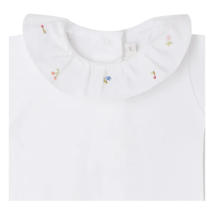 Bonpoint Body Côtelé Brodé April | Blanc