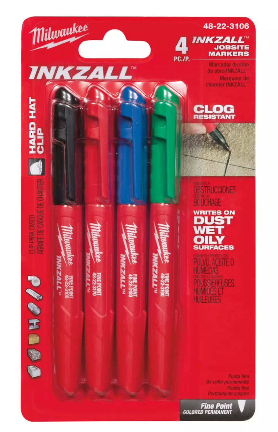 Milwaukee 48223106 4 delige permanente marker set