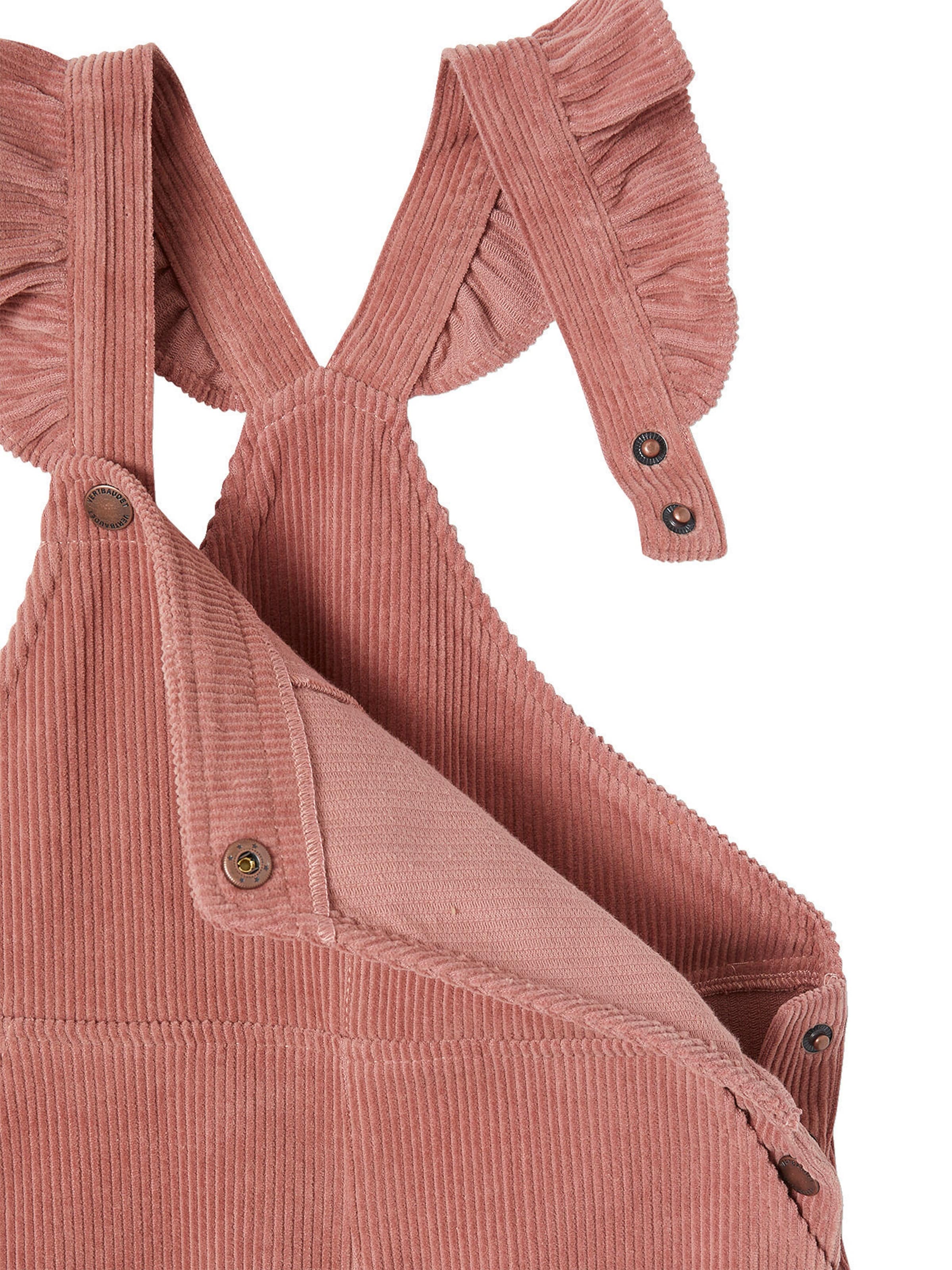 Vertbaudet Mädchen Cord-Latzhose mit Volantträgern rosenholz