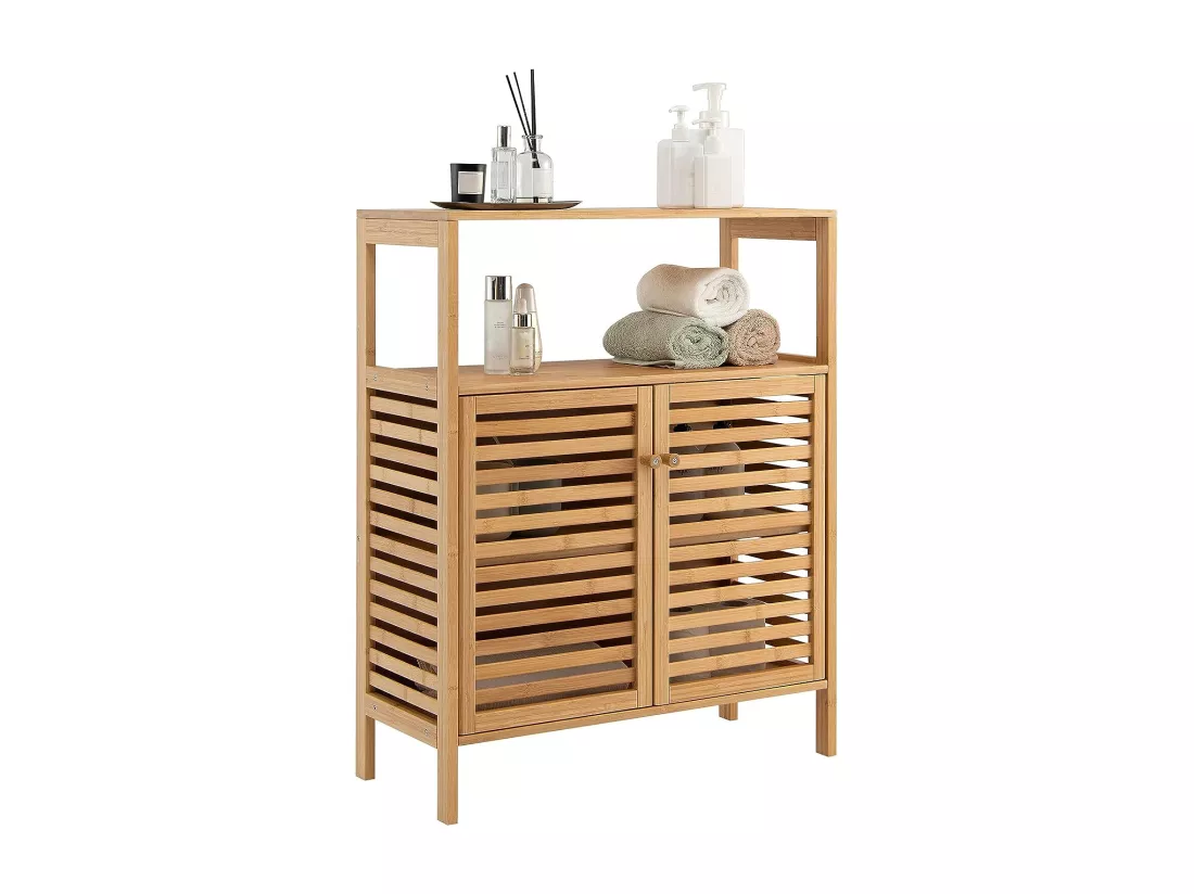 Meuble Salle de Bain en Bambou -64x27,5x80cm Naturel