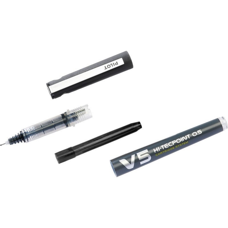 Stylo roller Pilot V5 Hi-tecpoint Begreen rechargeable à capuchon pointe 0,5 mm - écriture fine