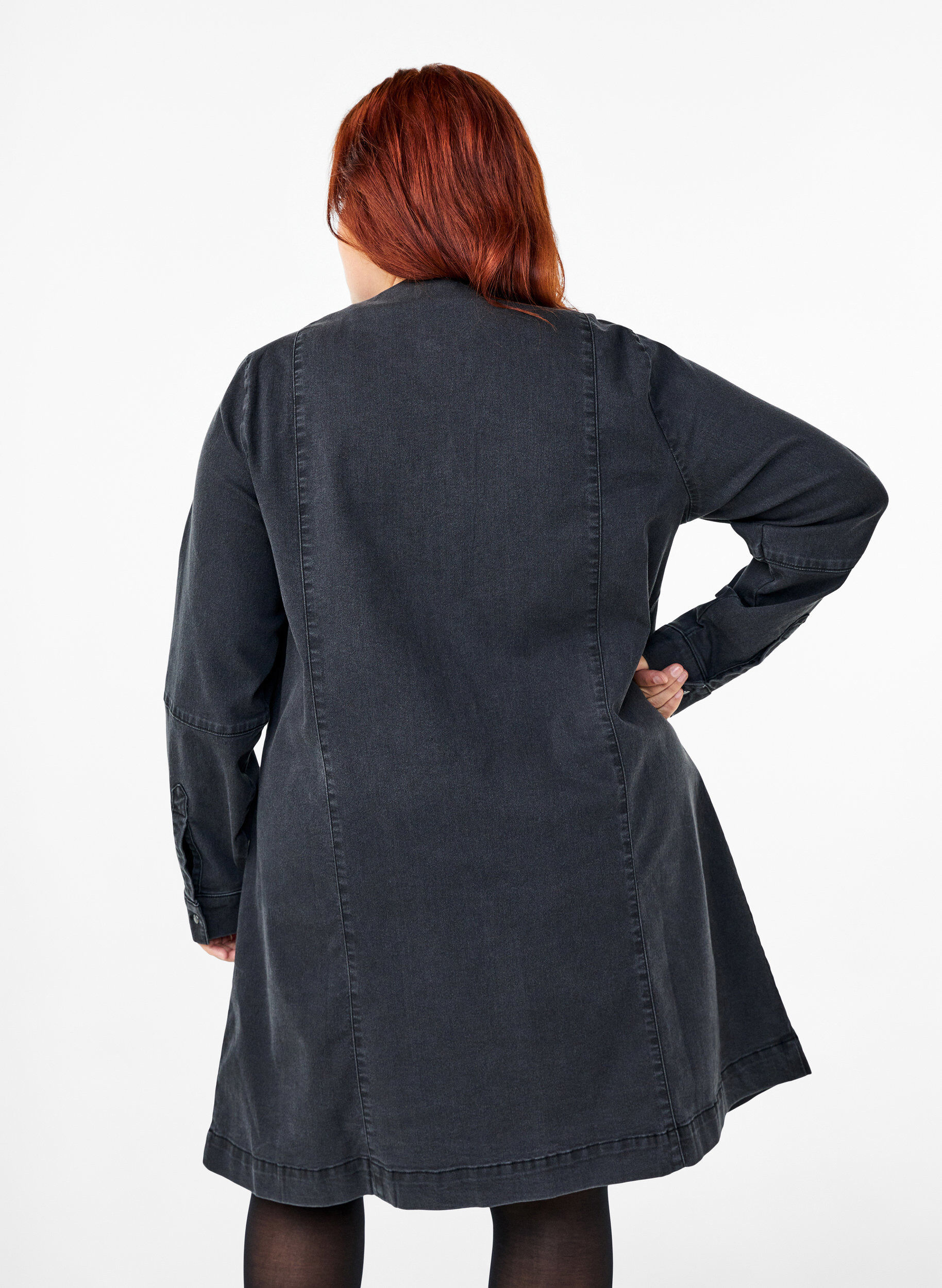 A-shape denimkjole med lynlås