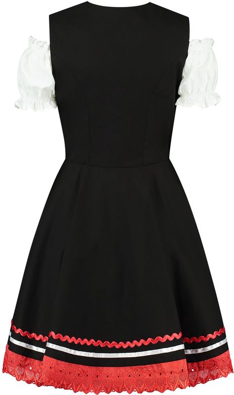 Dirndl Jurk - Zwart Rood - Dames - 2 Delig