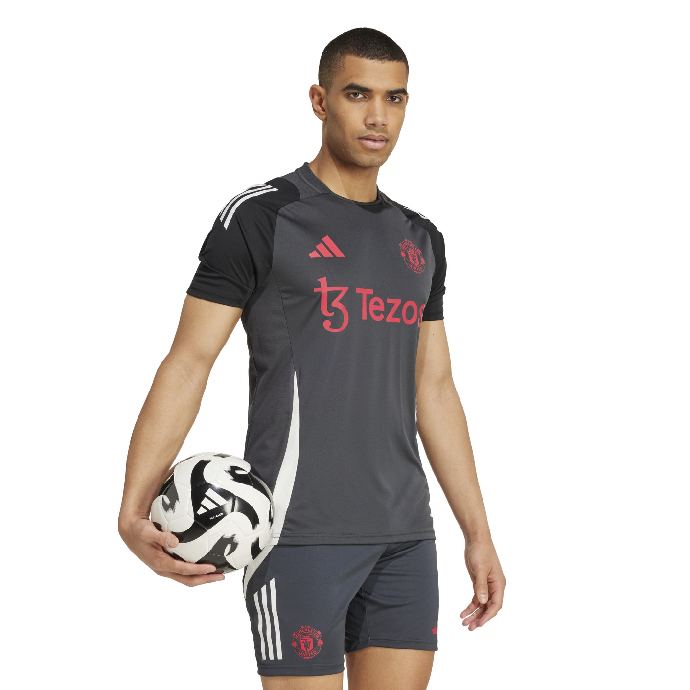 Adidas Manchester United Trainingsshirt Europees 2024-2025 Donkergrijs Zwart Rood Wit