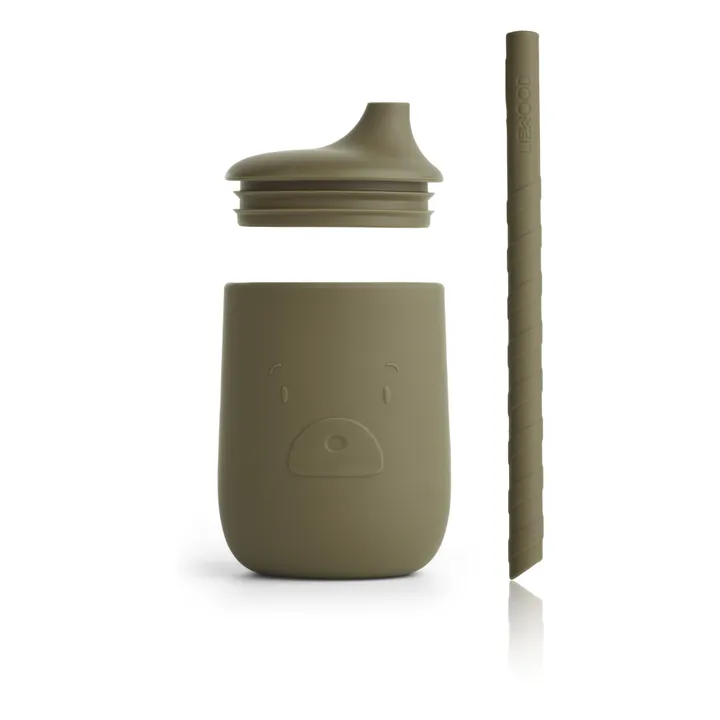 Liewood Gobelet avec paille Ellis en silicone | Vert kaki