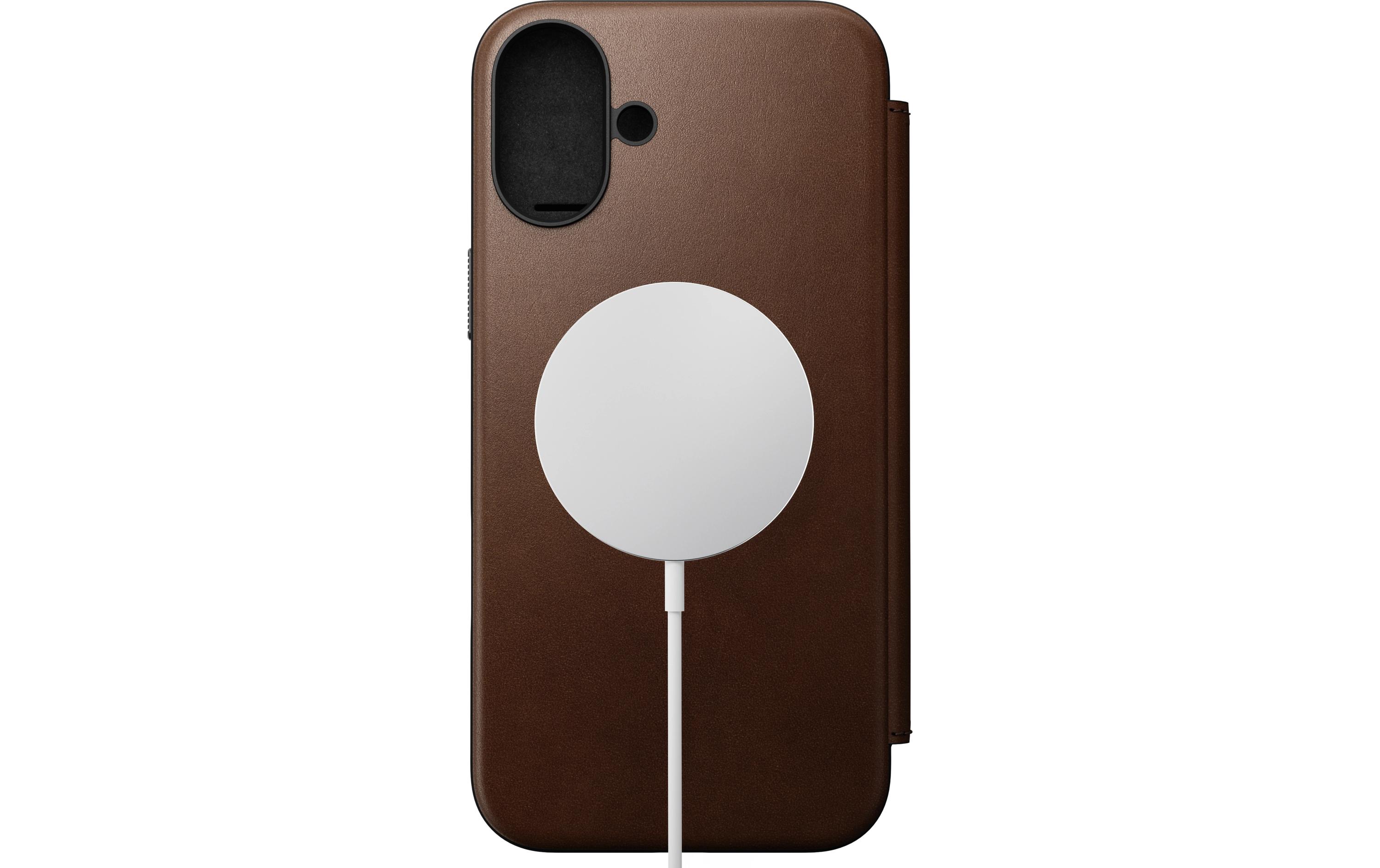 Book Cover Modern Leather iPhone 16 Plus BraunModernes Leder Folio für das Apple iPhone 16 Plus