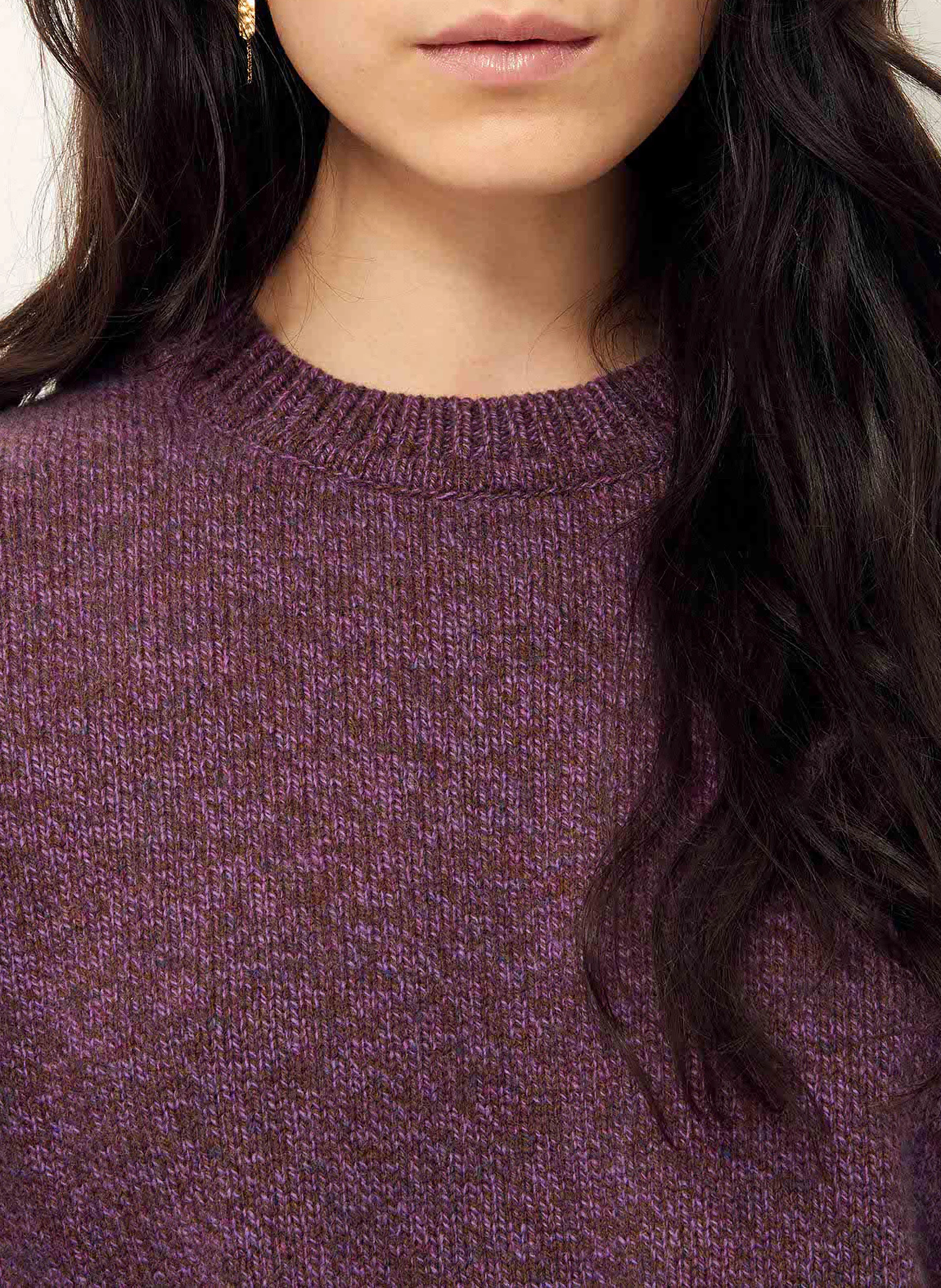 SILTY - Pull droit col rond en laine mérinos | Violet