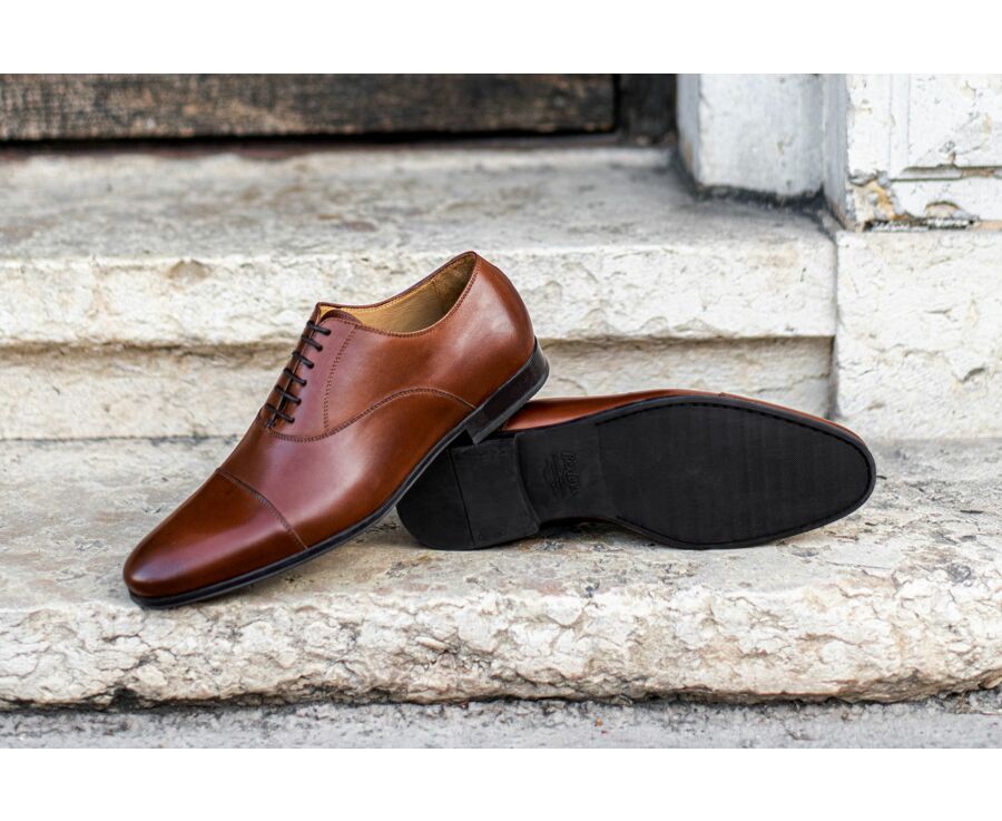 Richelieu homme Châtaigne patiné semelle gomme - LENNOX GOMME URBAN