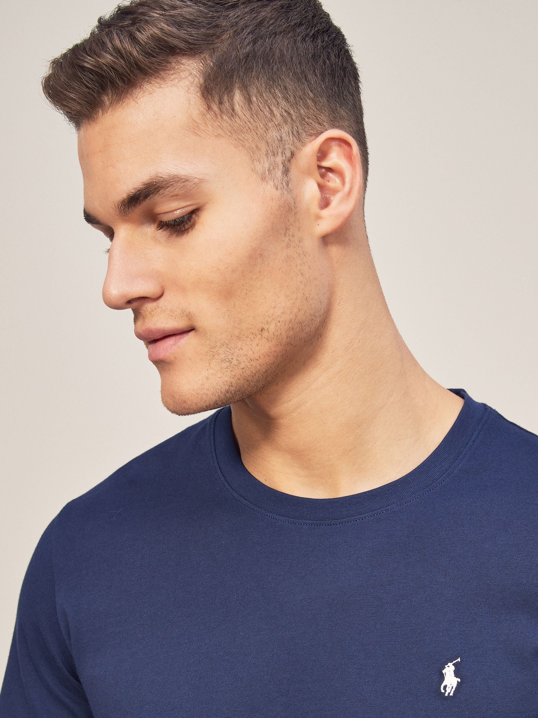 Donkerblauw - Polo Ralph Lauren T-shirt van katoen met logo en lange mouwen