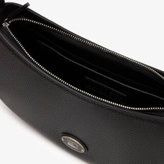 Sac demi-lune femme Lacoste en cuir grainé Sacs à bandoulière - Noir - Lacoste - Femme