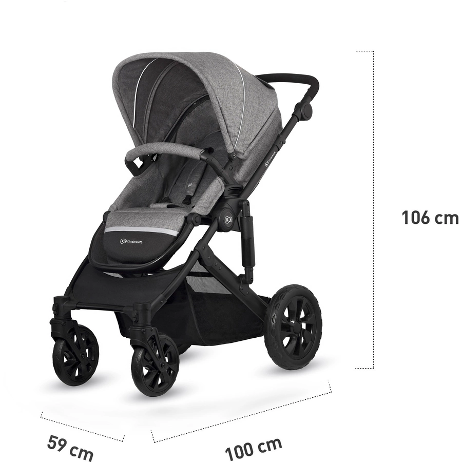 Kinderkraft Kinderwagen Prime Lite 3 in 1 Mink Pro Grey