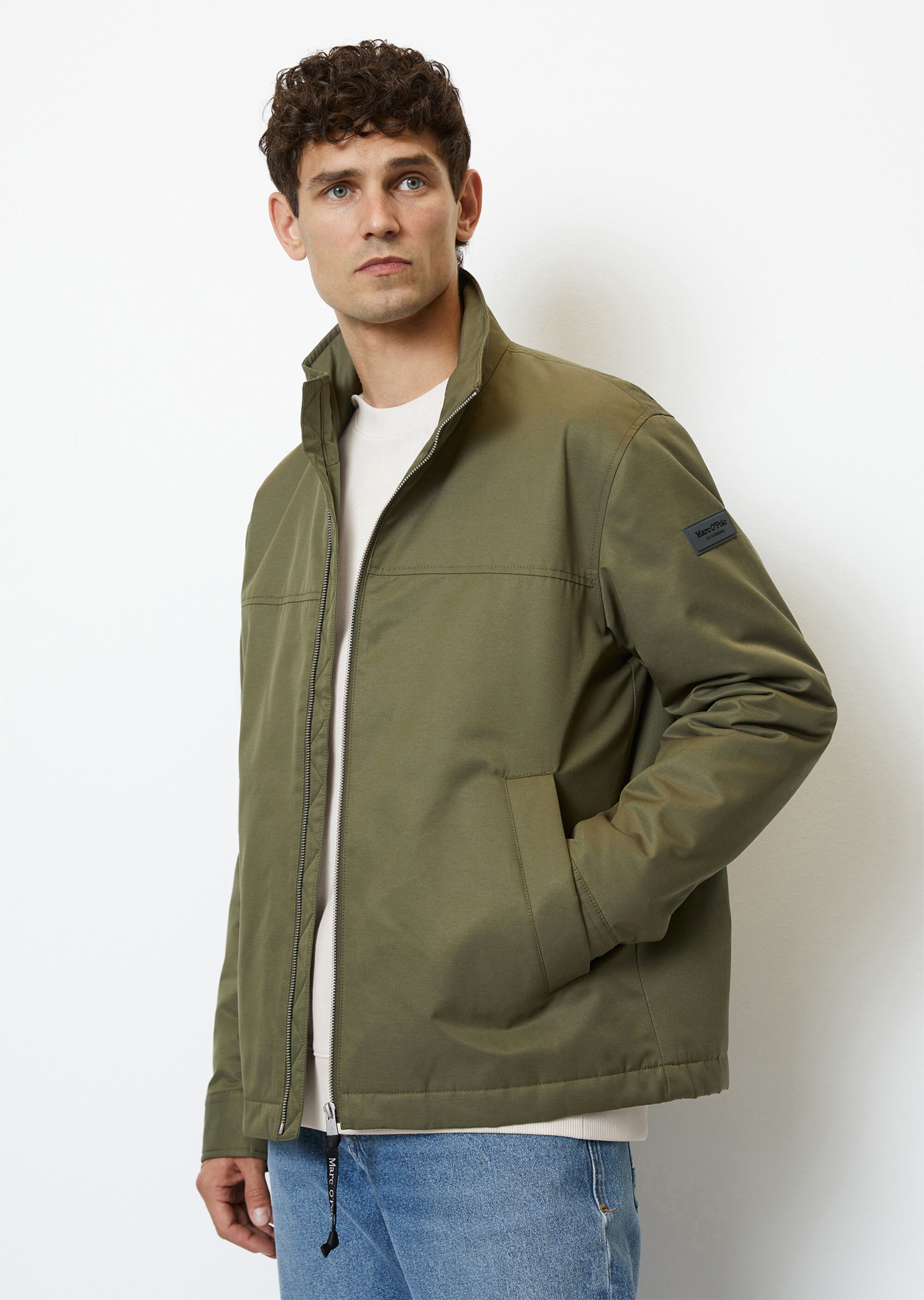 Stehkragen-Jacke regular in Micro-Twill-Qualität
