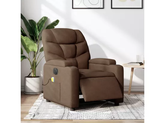 Fauteuil inclinable massant électrique marron tissu