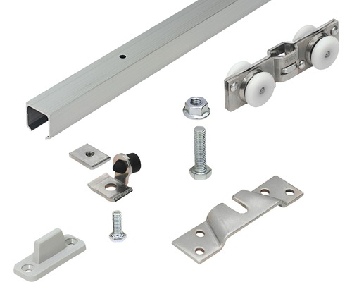 TopLine 8 schuifdeur complete set voor één schuifdeur, 2000 mm, zilver geanodiseerd