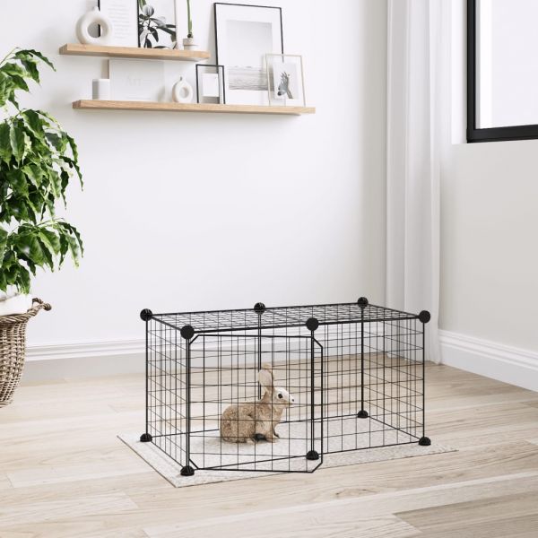 Gaiola Animais de 8 Painéis com Porta 35x35 cm Aço Preto - 3114050 - 3114050