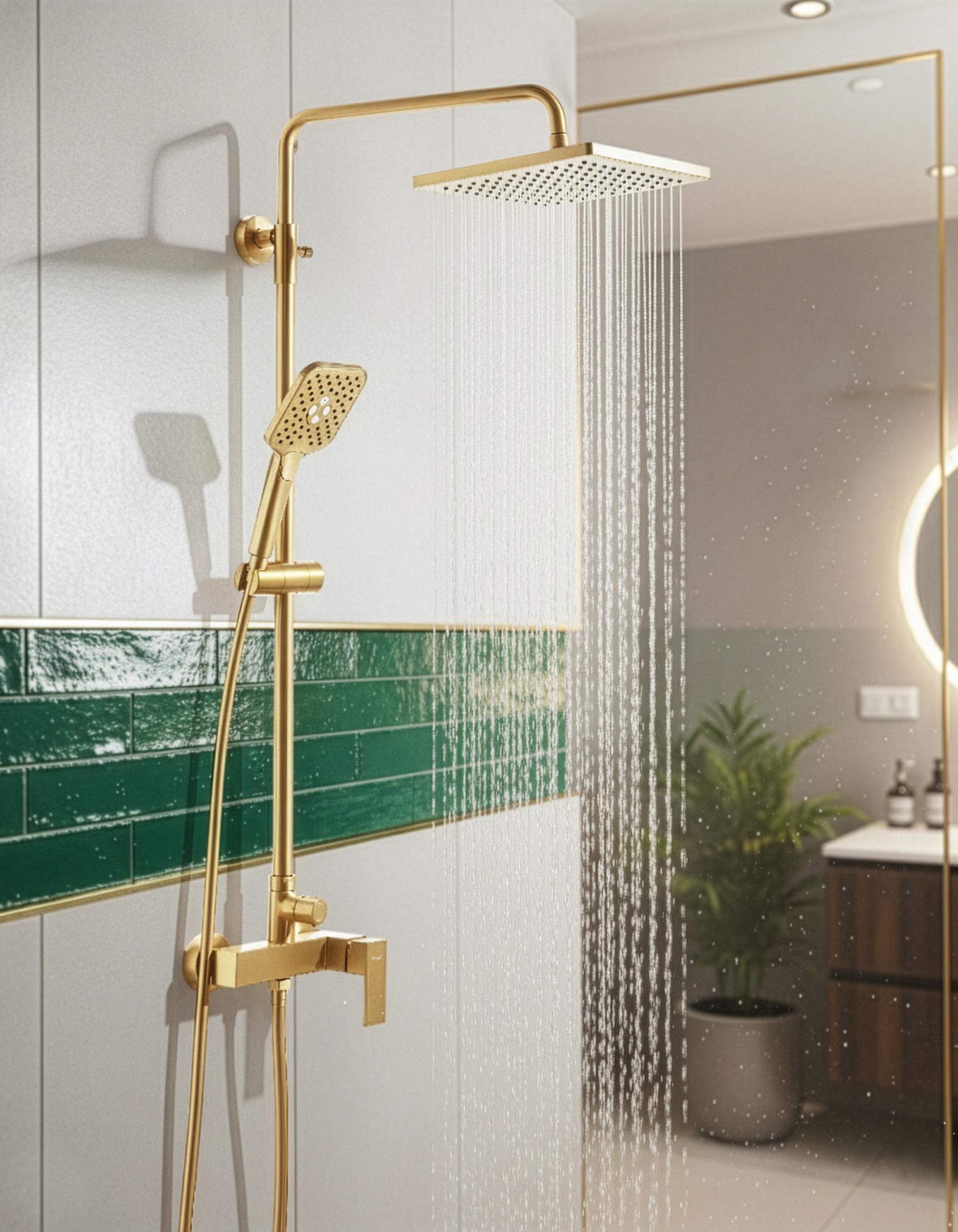 Douchemengkraan met regendouche COLORADA Goud