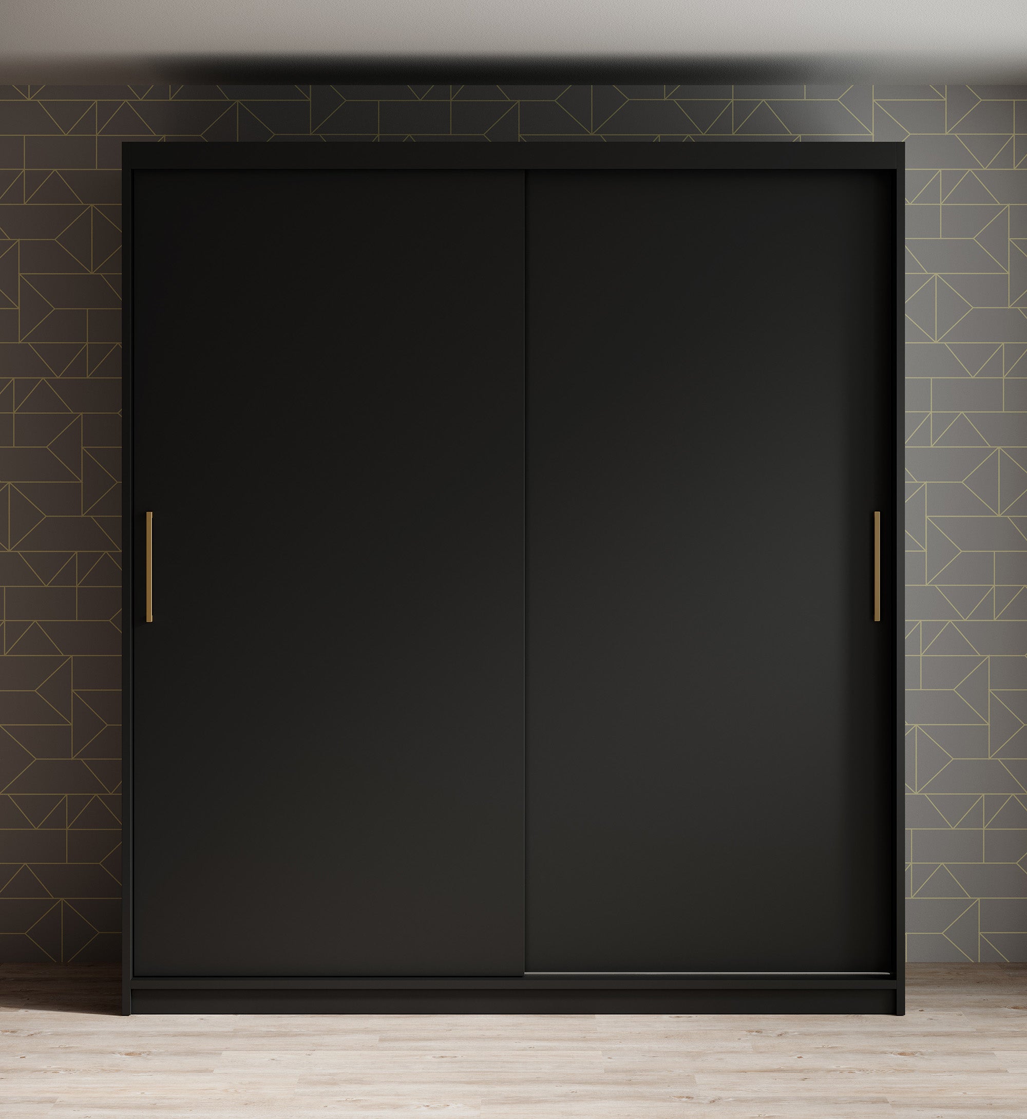Mandalin - Kledingkast met schuifdeuren - Zwart - 180x62x200 cm