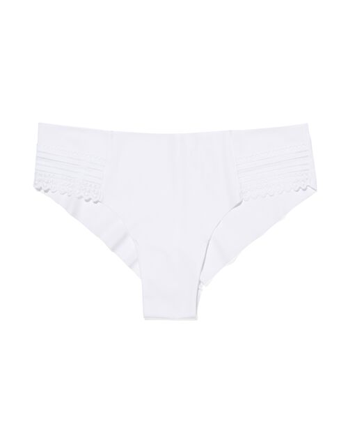 slip brésilien femme micro avec insert en dentelle blanc