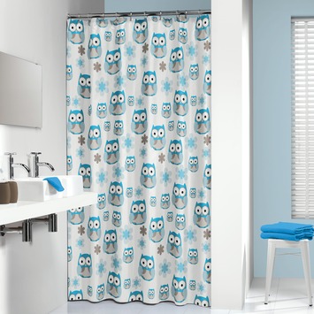 Sealskin Douchegordijn Owl Blauw 180x200 cm