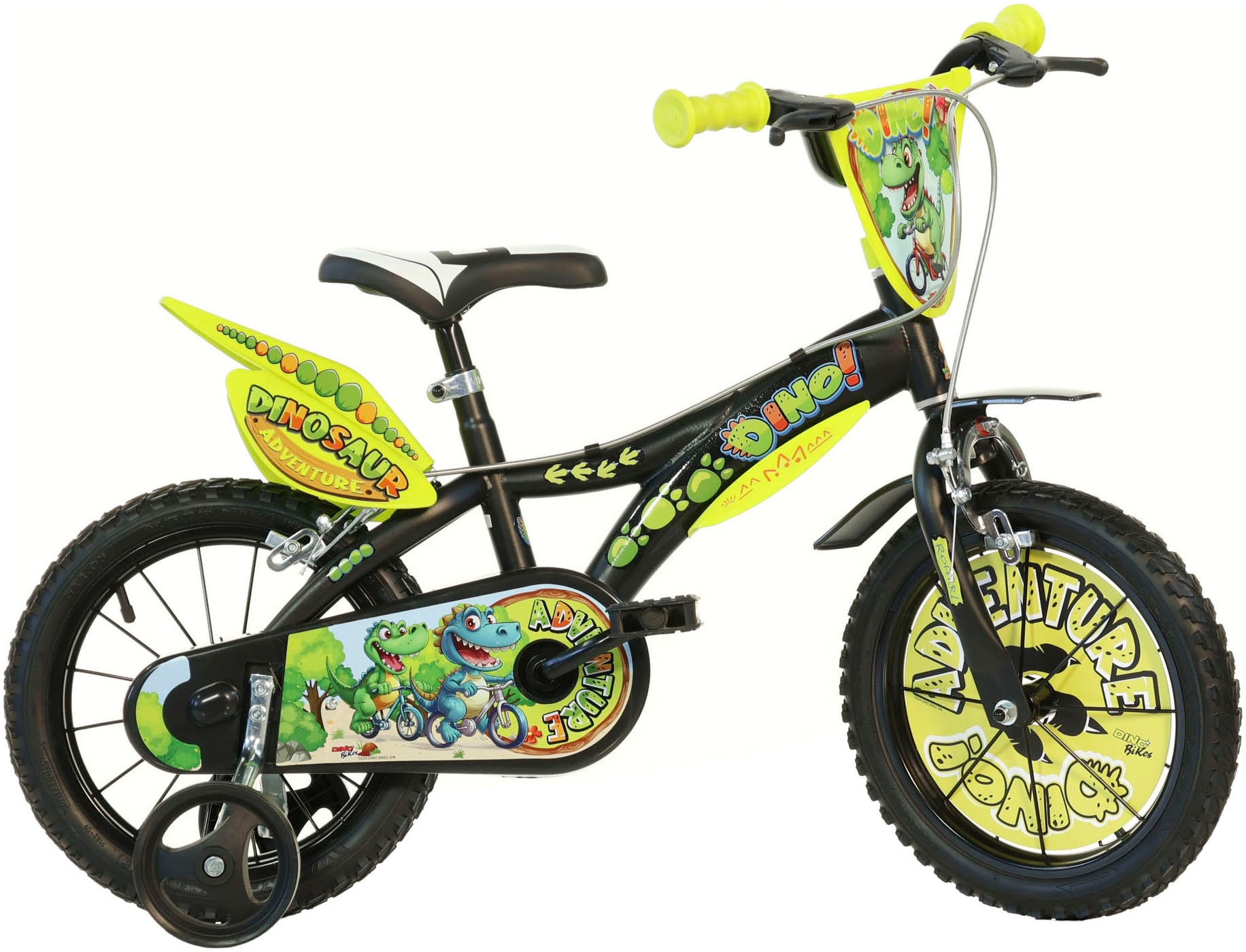 Dino Bikes Kinderfahrrad »Dinosaurier T-Rex« 1 Gang mit Stützrädern, Frontschild und coolen Schutzblechen