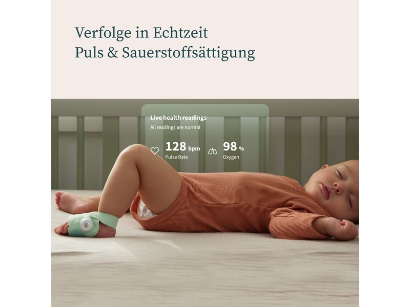 Owlet Babyphone Dream Sock Edelrosa Medizinisch geprüftes Babyphone mit Echtzeitmessungen und Gesundheitsmeldungen