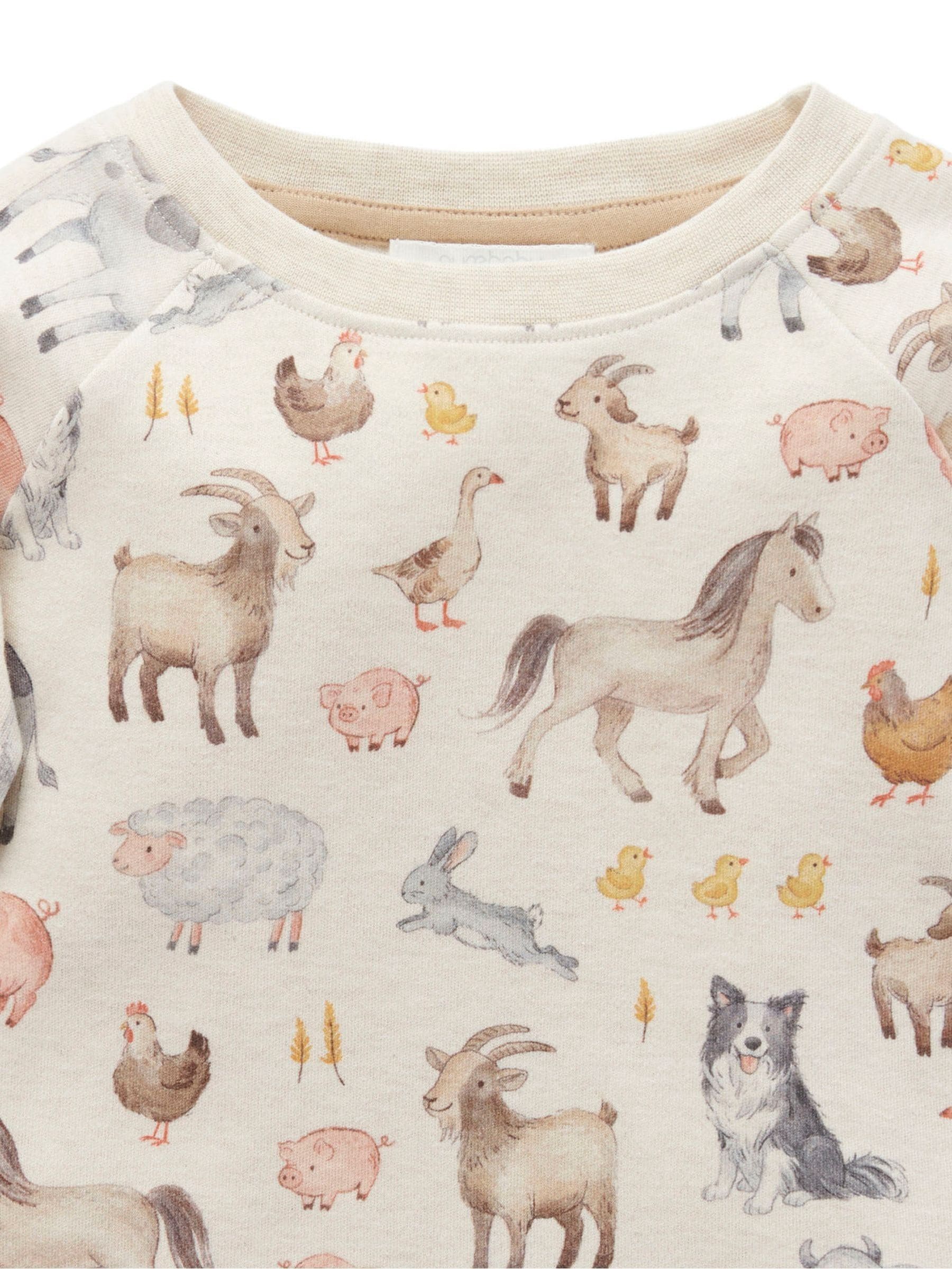 Purebaby Farm Animals Thick Long Sleeve T-Shirt