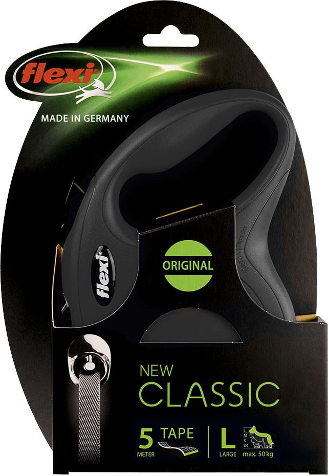 Flexi rollijn Classic Tape L zwart 5 m