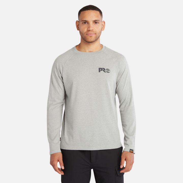 Camiseta Timberland PRO Core de manga comprida para homem, na cor cinza.