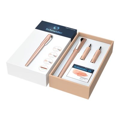 Schneider Callissima - Coffret cadeau avec stylo et différentes plumes - abricot