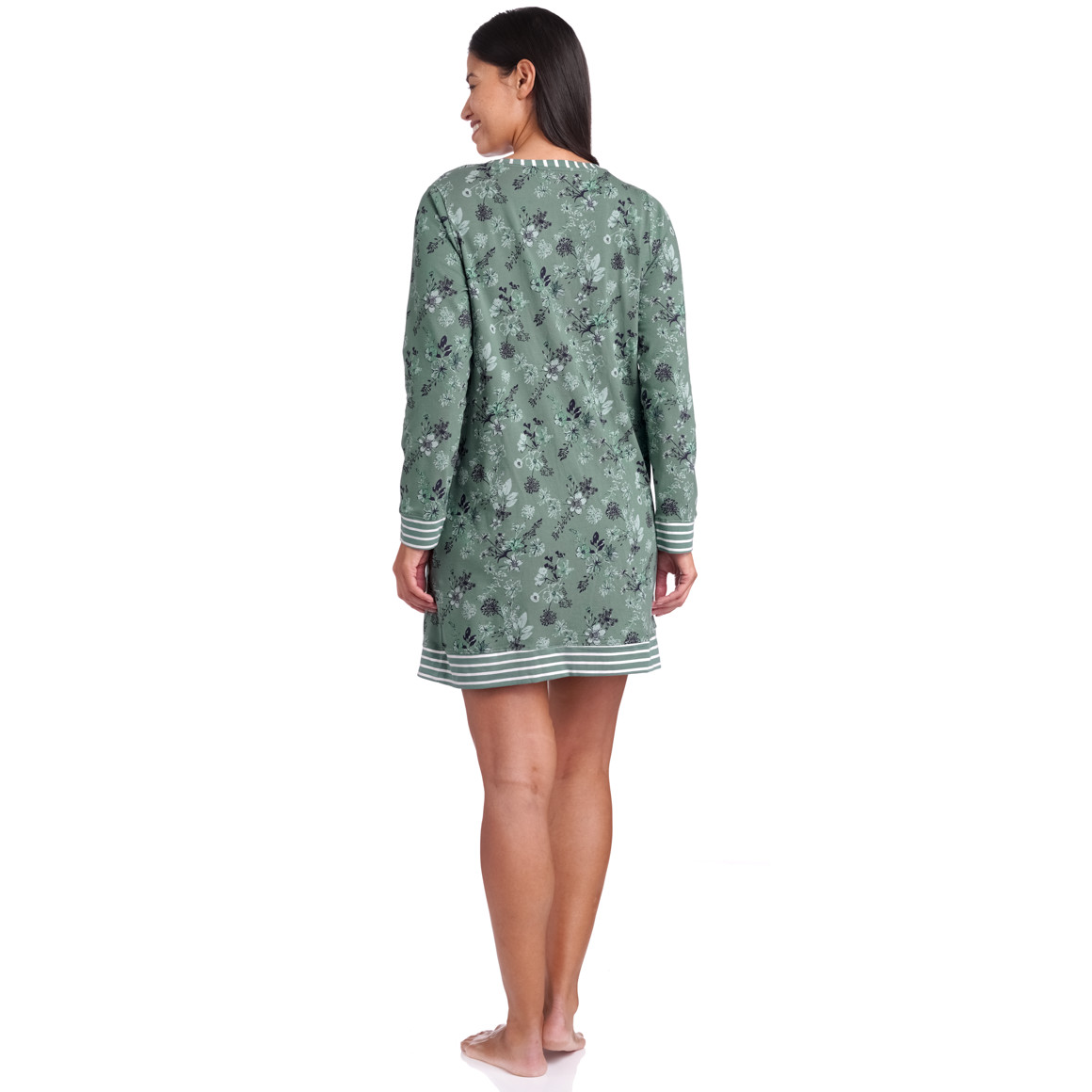 Gina Benotti Damen Nachthemd mit Blumen-Print dunkelgrün