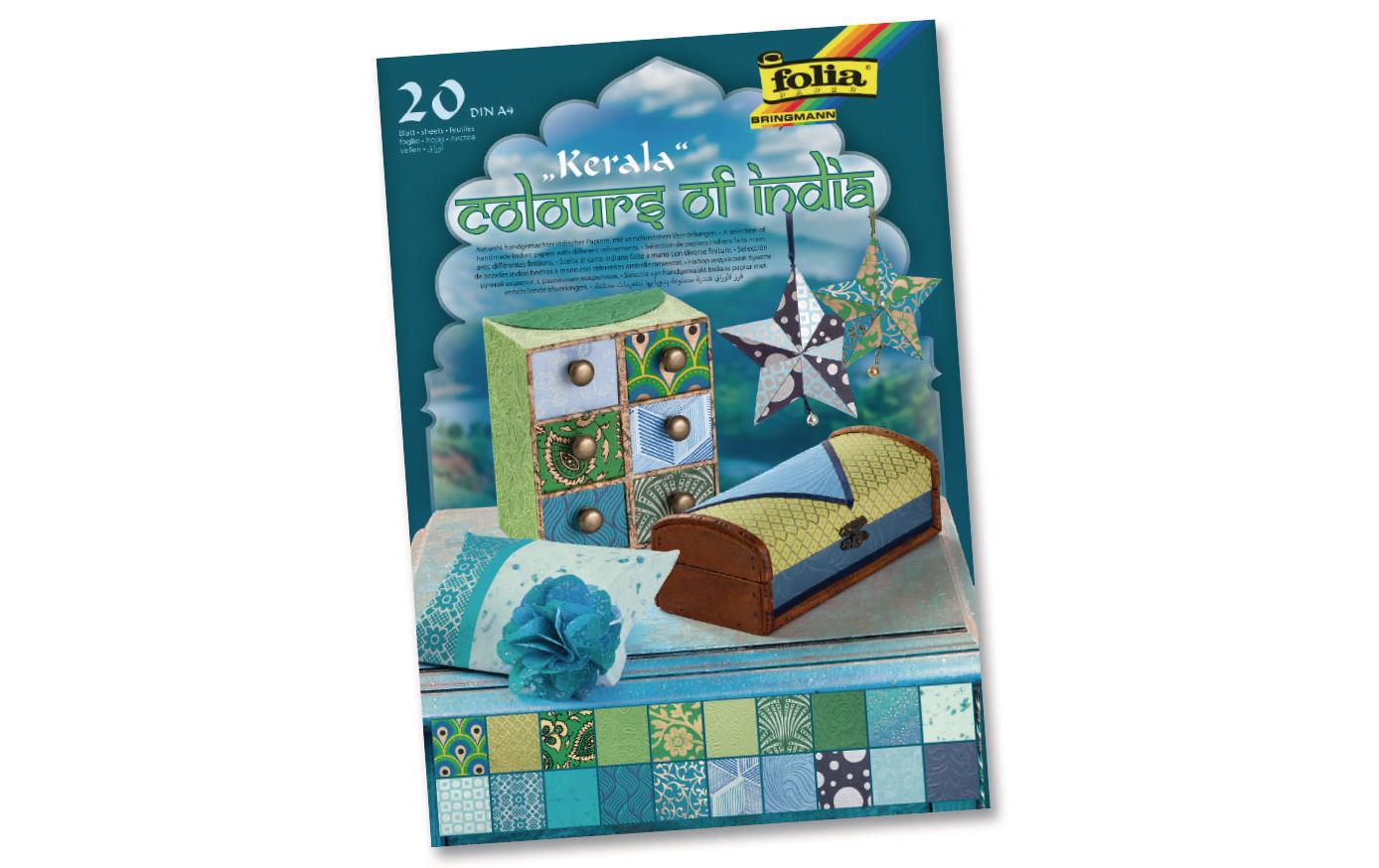 Motivblock India Kerala Farbig assortiertBastelpapier mit Indischen Motiven