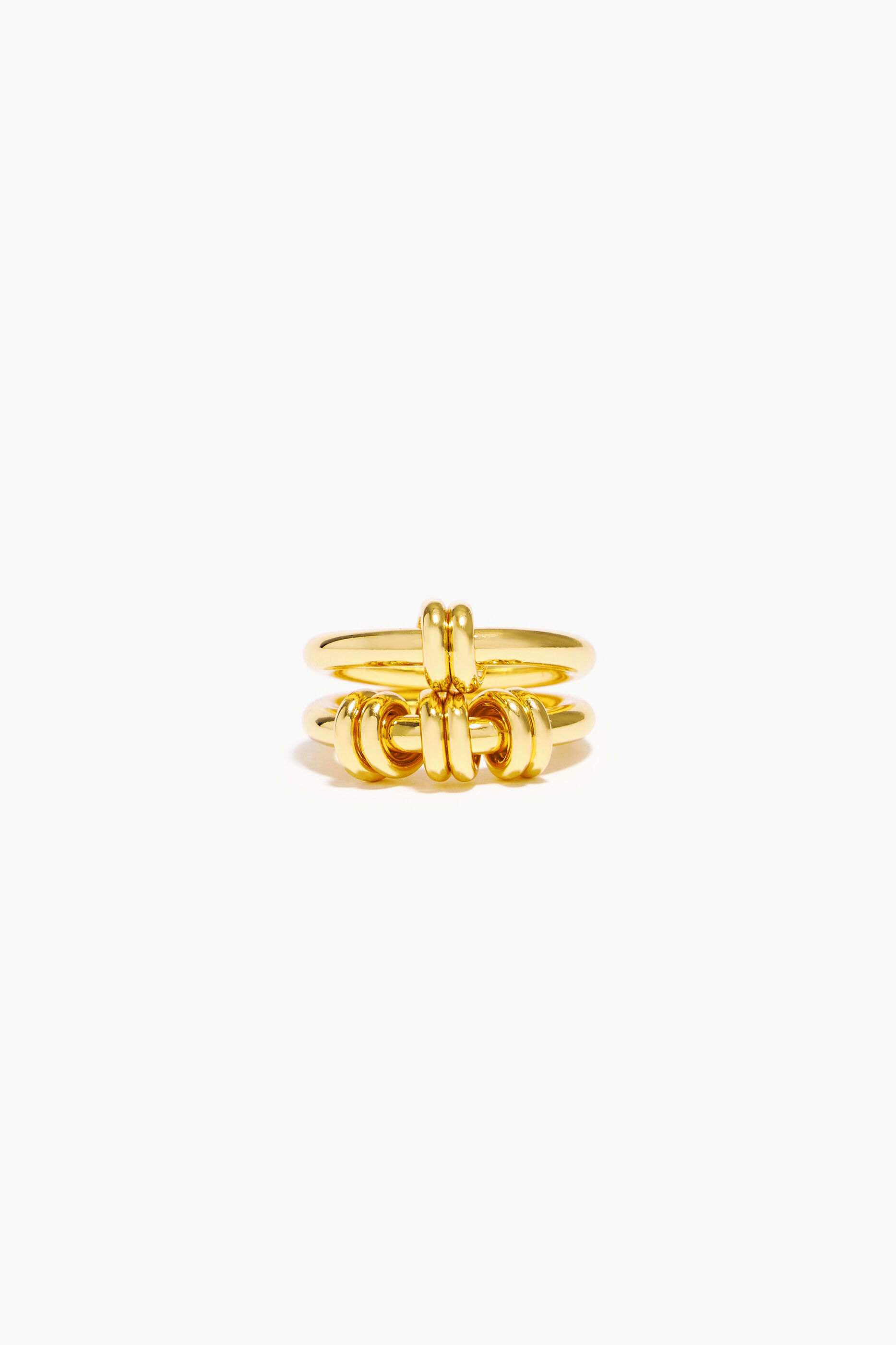 Conjunto de anéis espirais dourados