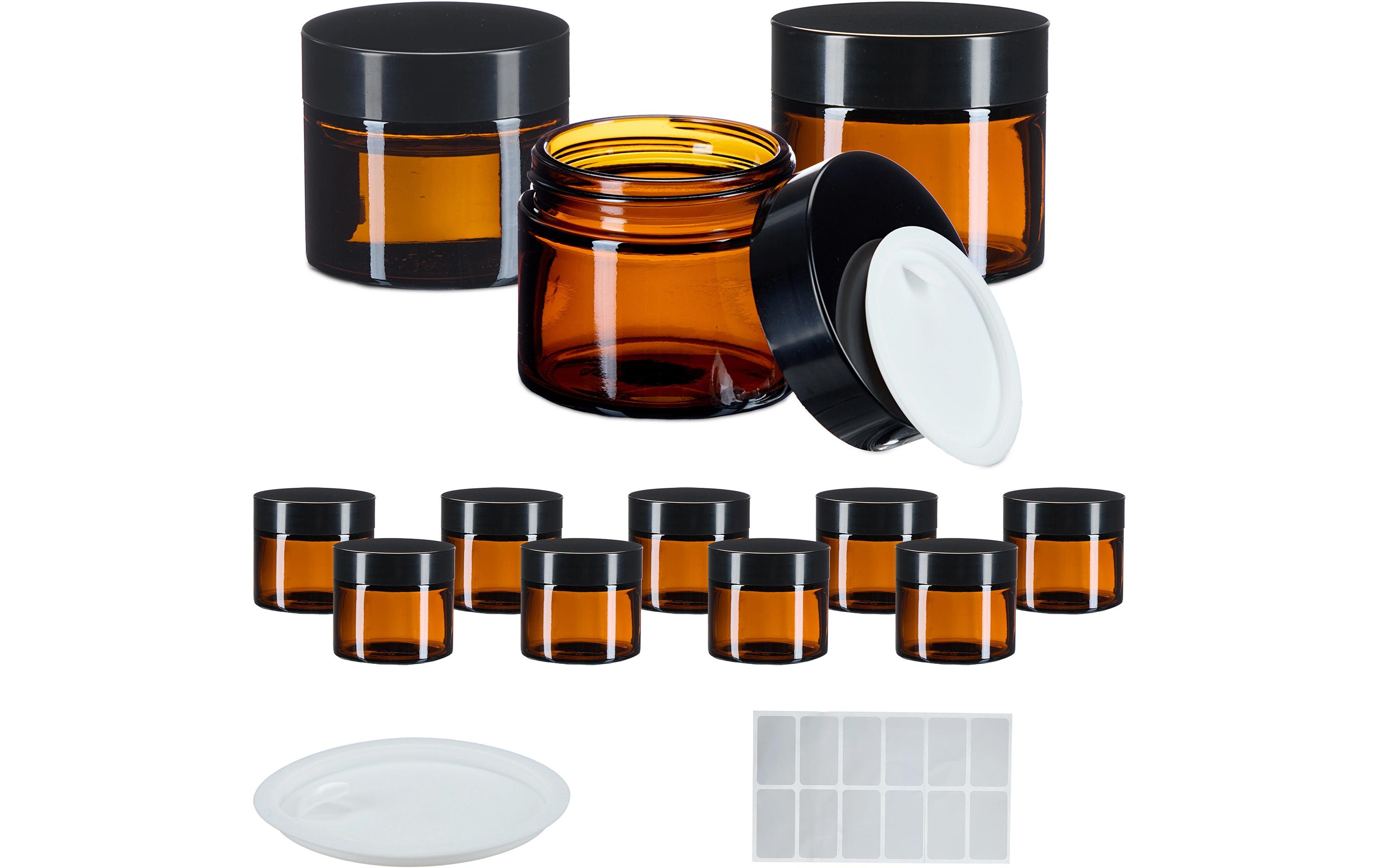 Braunglas Salbentiegel 60 ml, 12 StückZur Aufbewahrung von selbst gemachten Cremes, Salben oder ätherischen Ölen