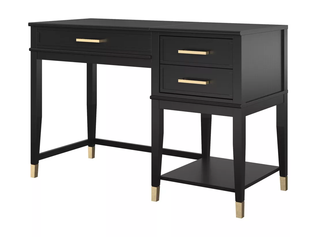 Westerleigh | Bureau d'ordinateur avec plateau relevable en MDF noir