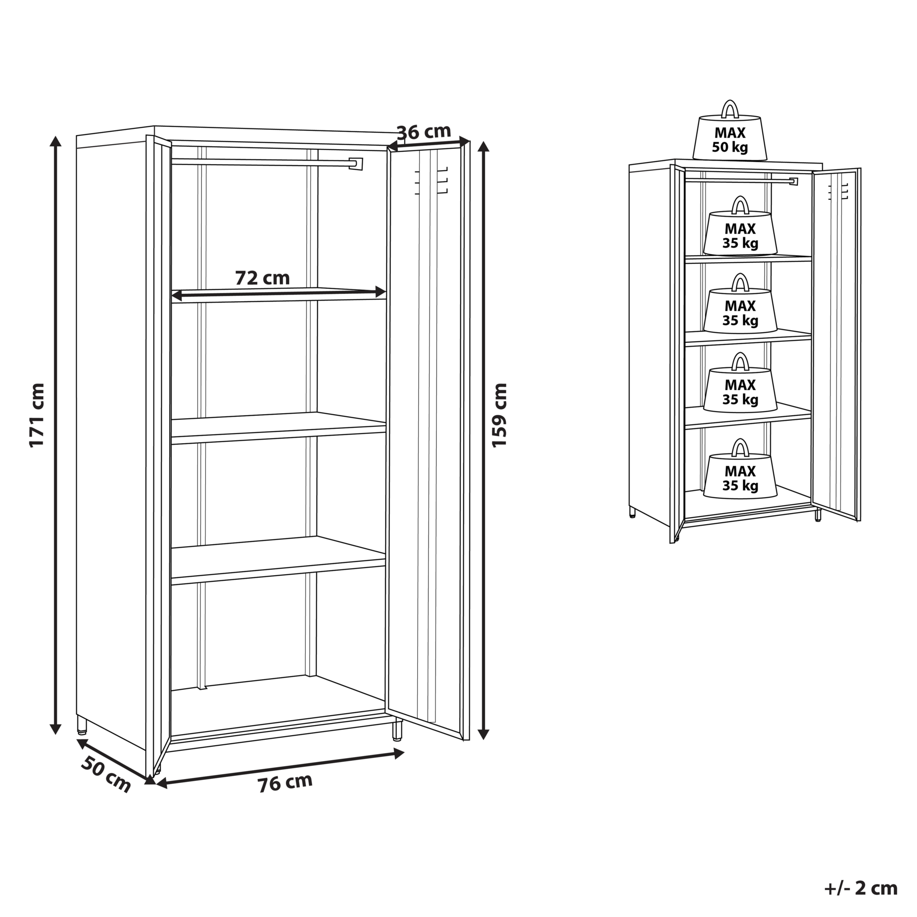 Beliani - VARNA - Dressoir - Lichtbeige - Staal