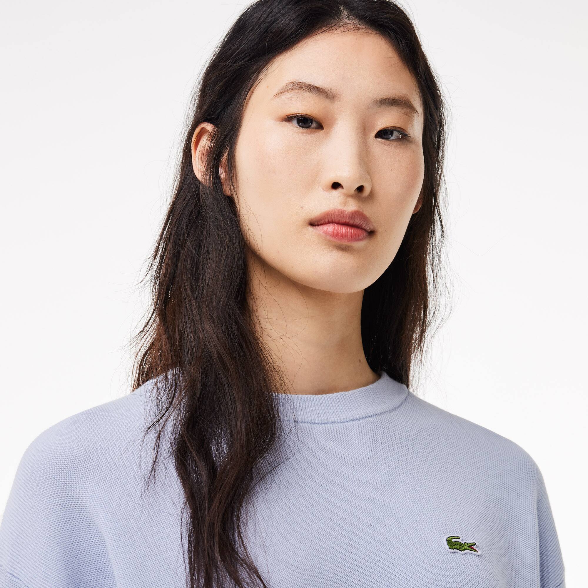Pull col rond femme Lacoste en coton biologique Pullovers - Bleu - Lacoste - Femme