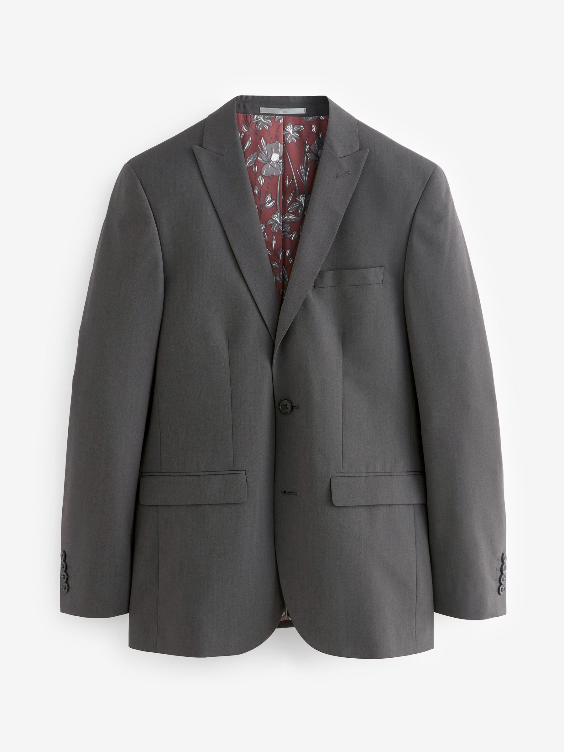 Antraciet - Tailored fit - Kostuum met twee knopen: colbert