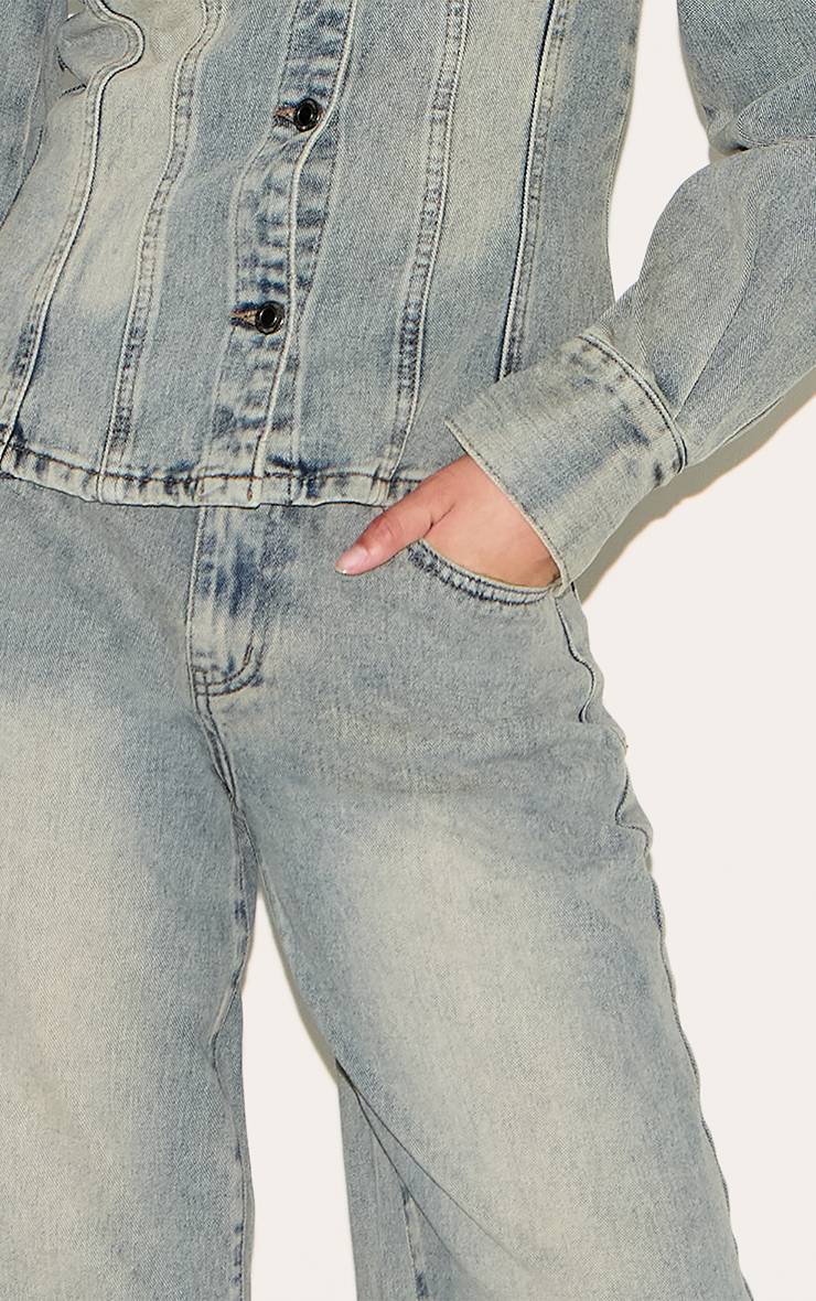 Délavage Vintage Jean Large Taille Mi-haute