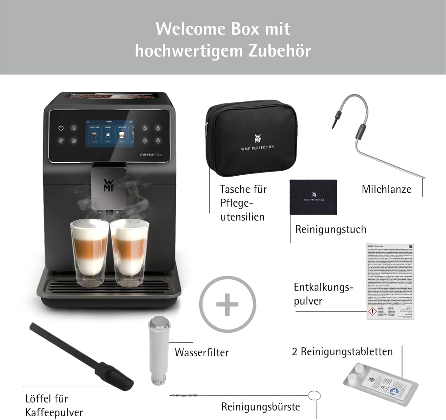 WMF Perfection 740L Kaffeevollautomat mit Milchsystem,15 Getränkespezialitäten, Double Thermoblock, Edelstahl-Mahlwerk, Nutzerprofil Speicherung