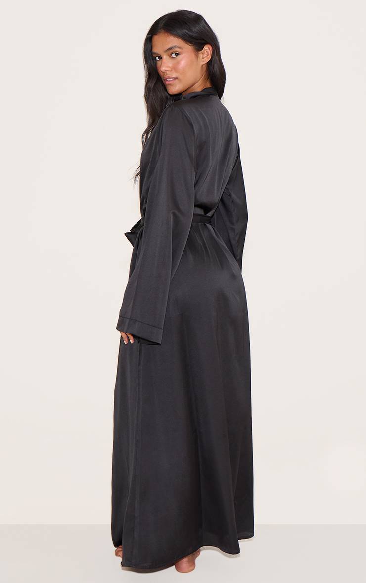 Noir Robe De Nuit Maxi En Satin