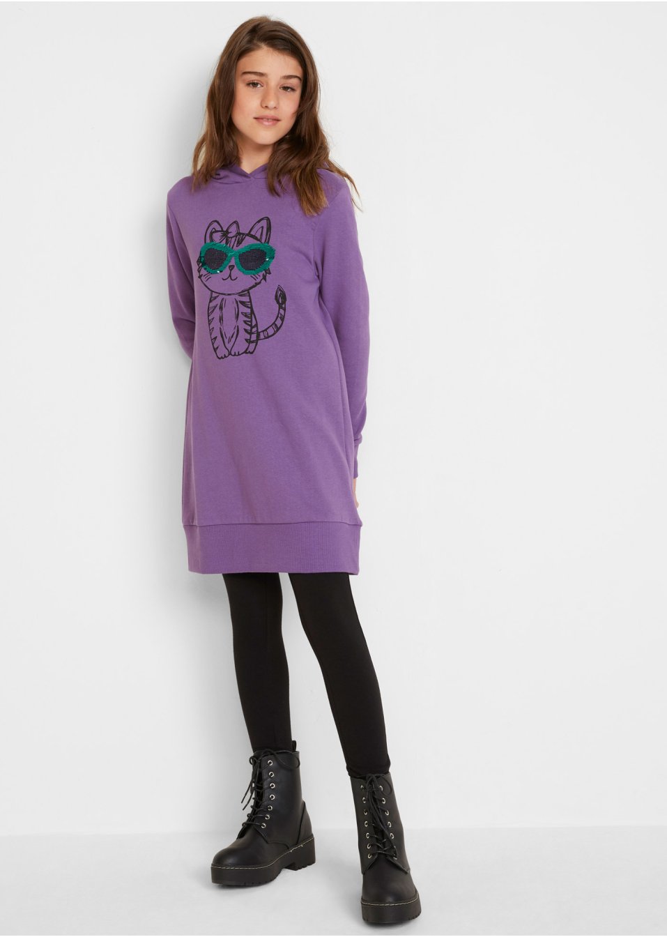Robe sweat-shirt fille à paillettes réversibles