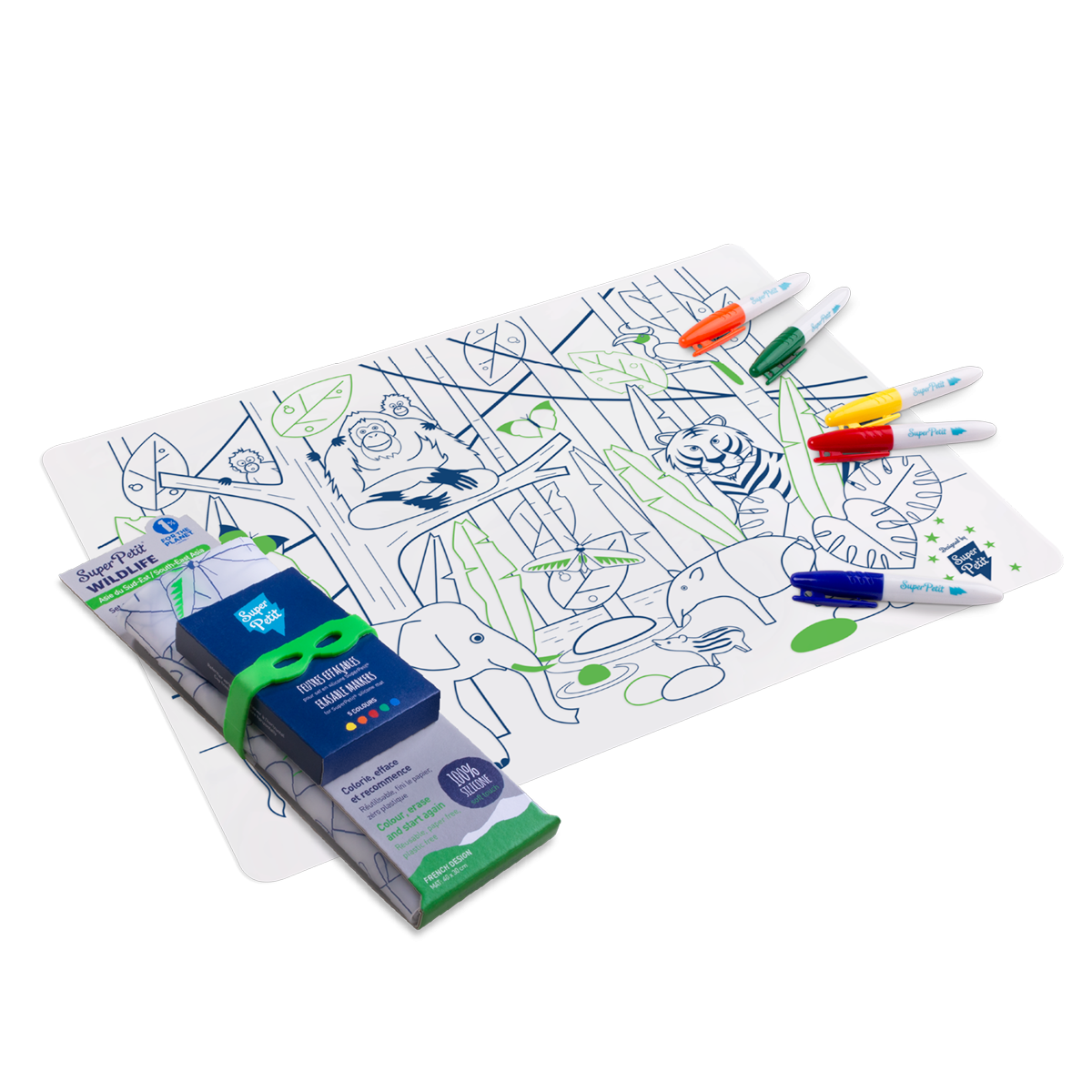 Set de table en silicone à colorier Jungle Super Petit