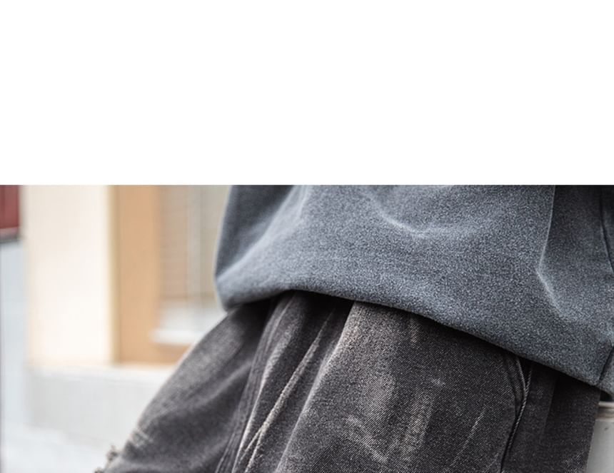 AXEN - Hoge taille denim shorts met distressed effect