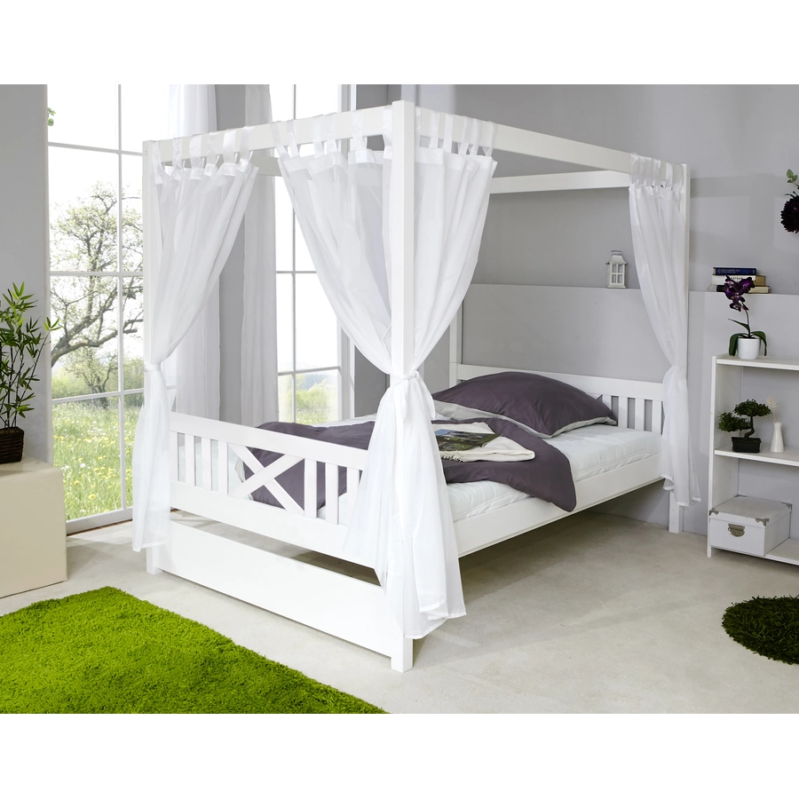 TiCAA Himmelbett Lino Weiß